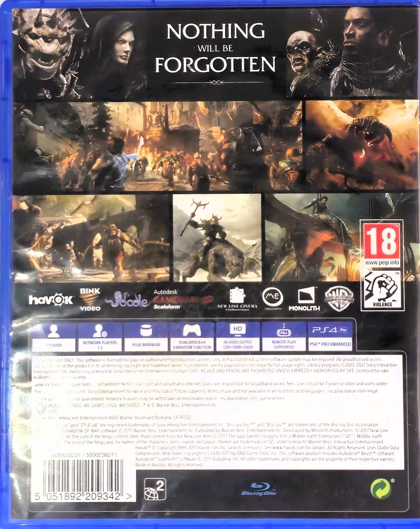 PS4 Middle Earth Shadow of War