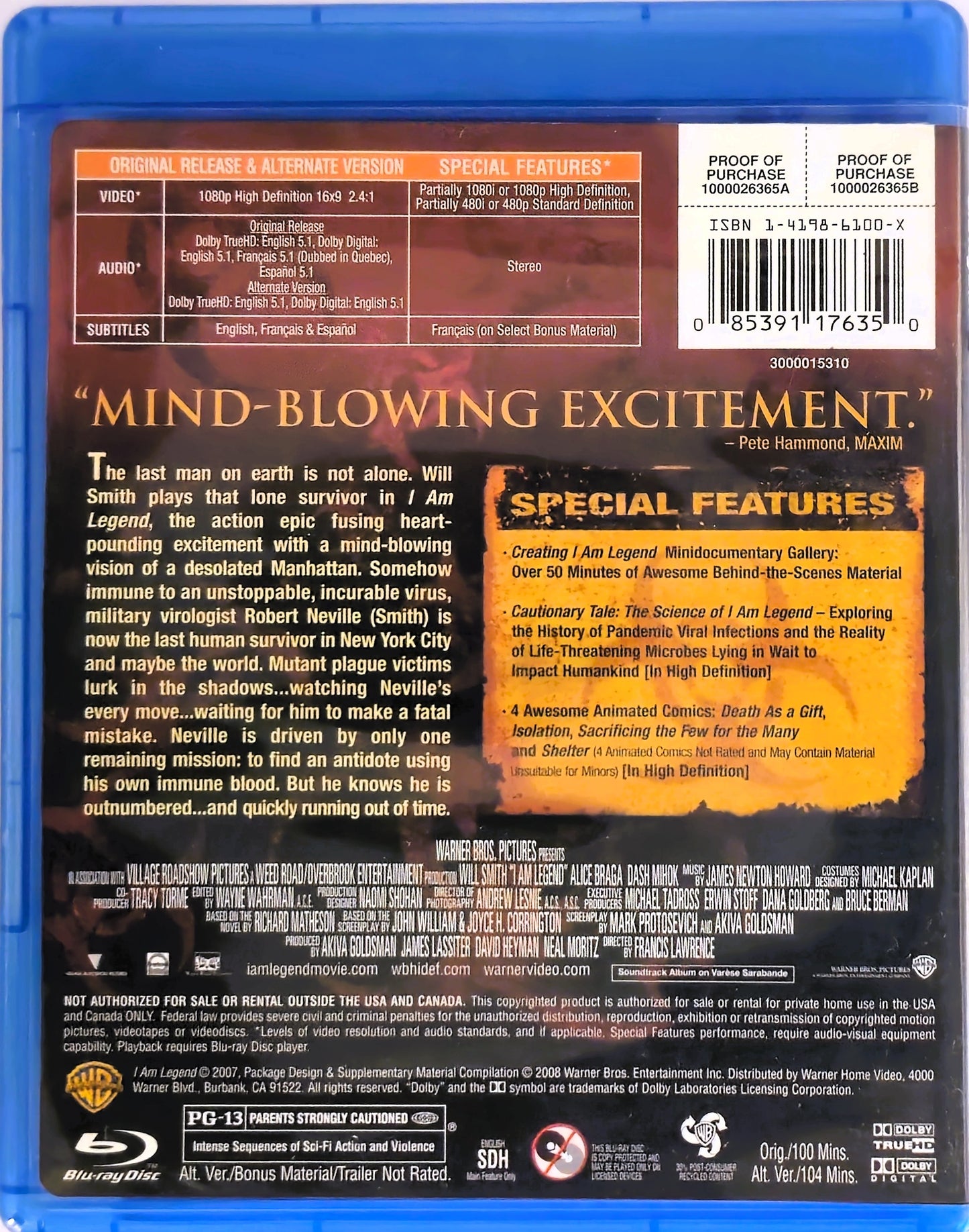 I Am Legend includes Alternate Theatrical Version