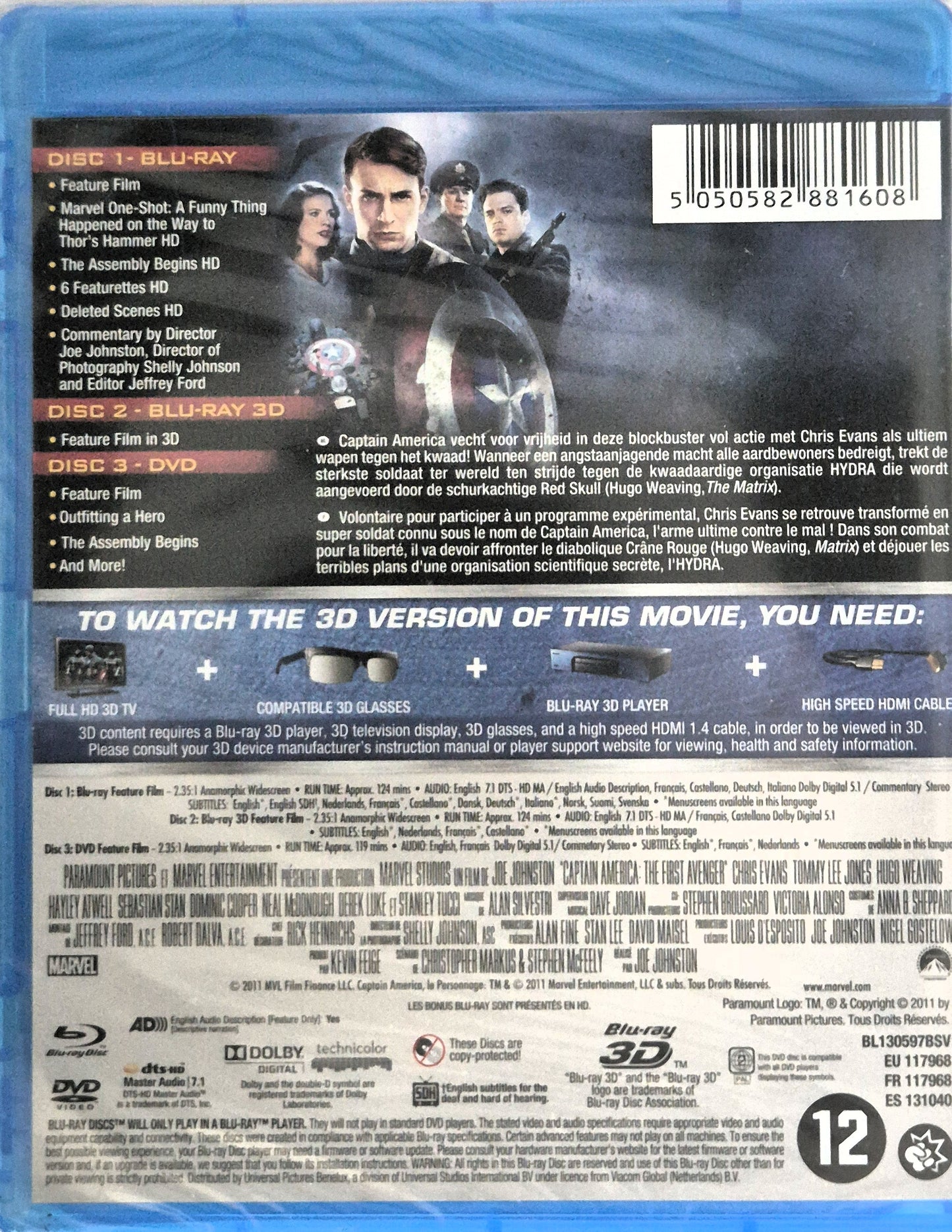 Captain America The First Avenger Limited Blu-Ray 3D + DVD Edition (NIEUW)