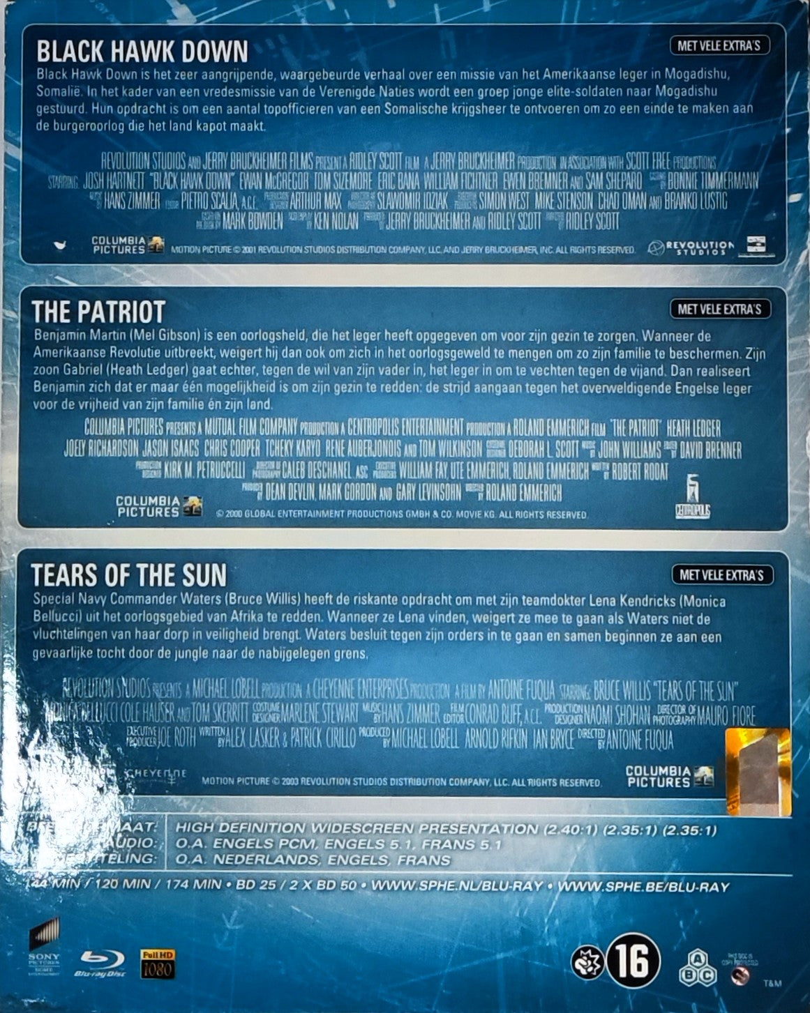 War Collection Black Hawk Down/The Patriot/Tears of The Sun