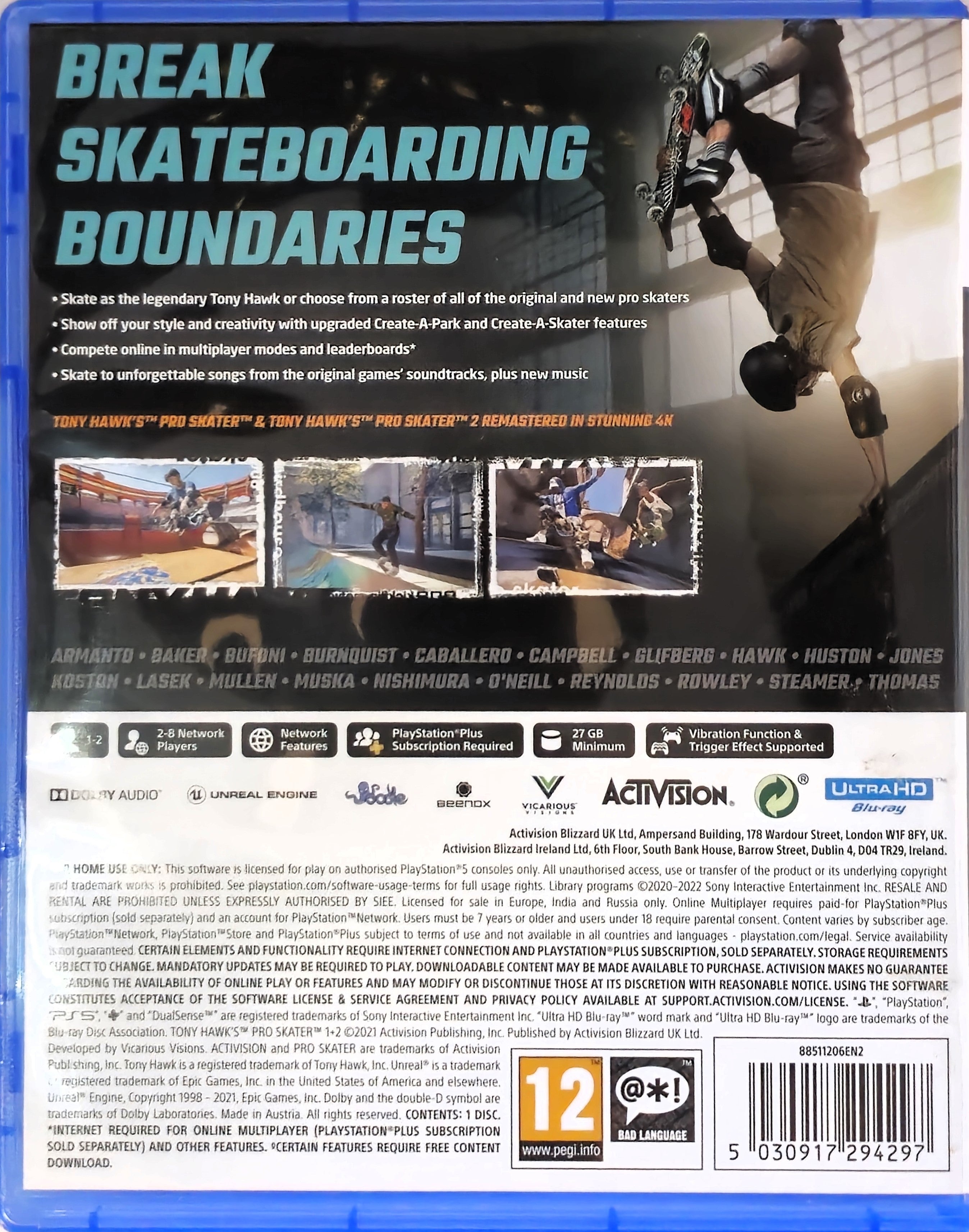 PS5 Tony Hawk's Pro Skater 1 + 2