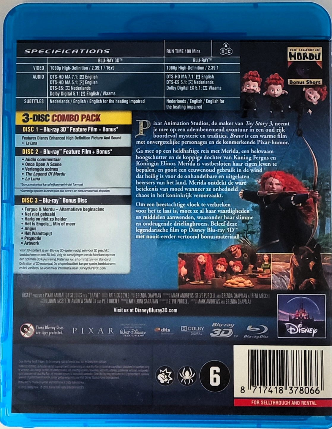 Brave Blu Ray 3D + Bonus Disc